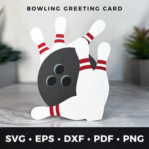 Bowling-Karte SVG, Sport-Grußkarte, DIY Bowling-Geburtstagskarte, Bowling-Party-Karte, Bowling-Thema-Karte SVG, Bowler-Geburtstagskarte svg
