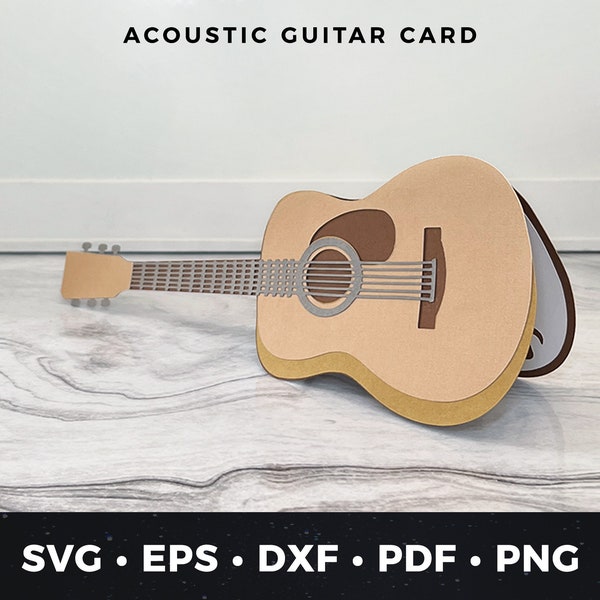 Acoustic Guitar Greeting Card svg, Guitar Card svg cut file, Guitar Lessons Card, Guitar svg, Guitar Gift Card svg, DIY Guitar Card pdf eps