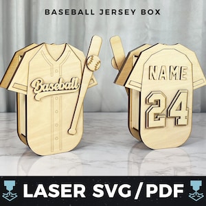 Baseball Jersey Box Laser SVG pdf, DIY Baseball Favor Box Wood Template, Team Gift Box Laser Cut File, Coach Gift Box SVG, Sports Laser Box