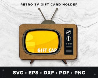 Portatarjetas de regalo de TV retro SVG, Tarjeta de TV vintage SVG, Regalo de TV retro DIY, Portatarjetas de regalo para amantes de la TV, Tarjeta de TV de los 80 png, Televisión retro pdf
