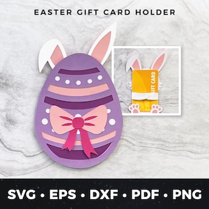 Porta carte regalo coniglietto pasquale SVG / Porta carte regalo pasquale tagliato, regalo pasquale svg, biglietto pasquale svg, porta soldi pasquale fai da te tagliato file pdf