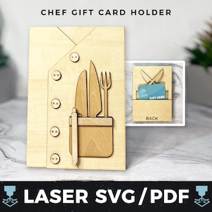 Koch Geschenk Kartenhalter Laser SVG, Kulinarische Schule Geschenkkarte PDF, Kulinarisches Geschenk, Koch Geld, Koch Wertschätzung Geschenk, Koch Andenken, Laser Holz