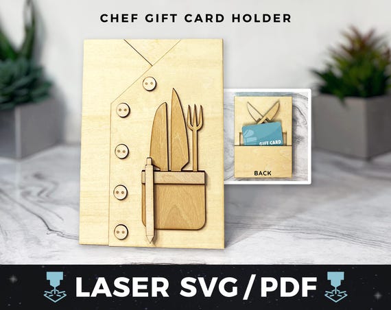 Chef Gift Card Holder Laser SVG, Culinary School Giftcard PDF, Culinary Gift, Chef Money, Chef Appreciation Gift, Chef Keepsake, Laser Wood