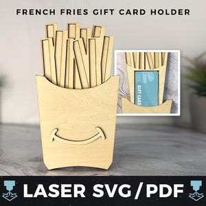 Pommes Geschenkkartenhalter Laser SVG, Fast Food Geschenkkarte PDF, Pommes Geldhalter, Snack Liebhaber Geschenk, Laser Holz Andenken, Essen Geschenkidee