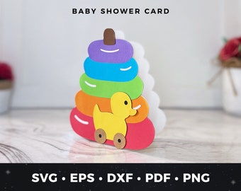 Baby Shower Card svg, Baby Toy Card Cut File, Pregnancy Card, DIY Baby Shower Card, New Baby Gift, Cute Baby Card Cut SVG File pdf eps dxf
