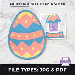 Osterei Geschenk Kartenhalter zum Ausdrucken, Ausdrucken, Ostern Ei Papier | DIY Print at Home Geschenkkartenhalter, Druckbare Geschenkkartenhalter pdf