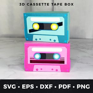 3D Mix Tape Geschenk Box SVG, 3D Mix Tape Geschenk Box Vorlage, Retro Musik Party Box, DIY 80er Jahre Party Favor, 3D Papier Kassette Box für Cricut Cut