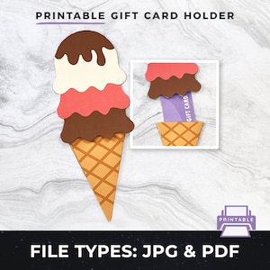 Printable Eis Geschenk Kartenhalter, DIY Eis Geschenk Geldhalter jpg | Print at Home Geschenkkartenhalter, Druckbare Geschenkkartenhalter pdf
