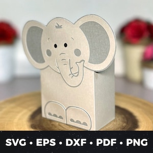 Bomboniera elefante SVG, scatola fai da te per baby shower, bomboniera per baby shower, bomboniera elefante, decorazioni per baby shower, artigianato in carta Cricut, baby shower fai da te con elefante