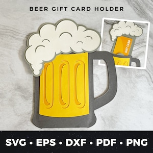 Portatarjetas de regalo de cerveza svg, Jarra de cerveza svg, Tarjeta del día del padre con cerveza, Tarjeta de cumpleaños con cerveza, Portatarjetas de regalo de cerveza svg, Portatarjetas de regalo con jarra de cerveza svg