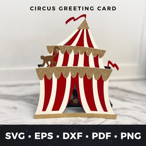 Circus Card svg, Circus Tent Card Svg, Carnival Birthday Card svg, Carnival Birthday Card Cut File, Circus Birthday Card svg Circus Cut File