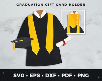 Graduation Gift Card Holder SVG, DIY Paper Graduation Card, Cap and Gown svg, Graduation Cut File, Cricut Project, Handmade Grad Card