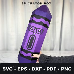 Big Crayon Gift Box SVG, Teacher Gift Box, 3D Crayon Favor Box PDF, DIY Classroom Gift, Back to School Gift Box, Paper Crayon Craft Decor