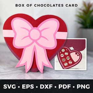 Valentine Heart Candy Box Card SVG, Love-wenskaart, DIY Valentine-cadeaukaart, Heart Candy Card, romantische kaart SVG, doos bonbons kaart
