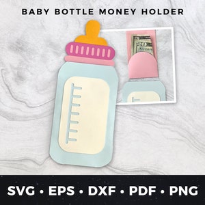 Porta dinero para biberones Svg, Baby Shower svg, Premio para Baby Shower, Porta dinero para bebé, Bebé nuevo svg, Premio para Baby Shower svg