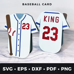 Baseball Jersey Card SVG, biglietto di compleanno a tema sportivo, biglietto di allenatore di baseball pdf, biglietto regalo di baseball svg, biglietto di baseball pdf, taglio del biglietto di maglia