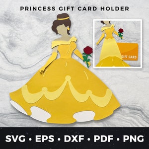Princess Gift Card Holder svg, Princess Cut File, Princess Birthday Card svg, Princess Money Holder svg, DIY Princess Gift Card Holder 03
