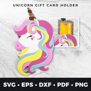 Einhorn Geschenk Kartenhalter SVG, Magische Einhorn Karte svg, Einhorn Geburtstagskarte geschnitten Datei, Einhorn Geldhalter, magisches Einhorn Party Geschenk