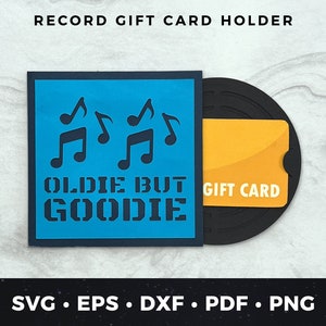 Vinylplaat cadeaukaarthouder svg, cadeaukaarthouder gesneden bestand, DIY verjaardagskaart, vintage record verjaardagskaart svg, vinylplaat gesneden bestand 03