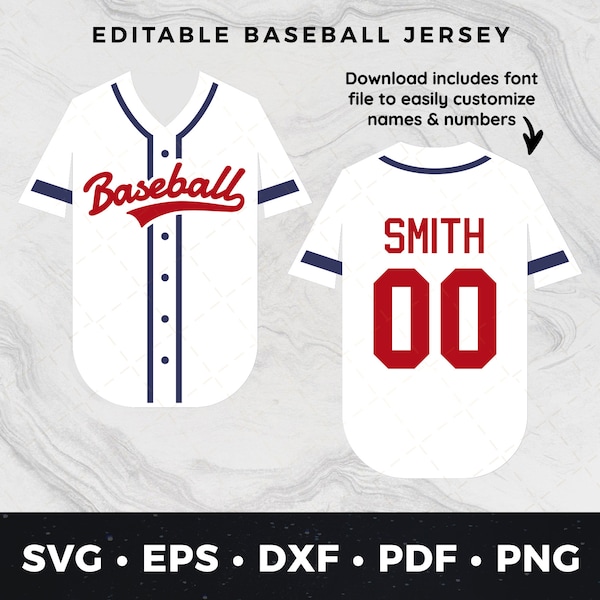 Jersey de béisbol Svg Png pdf dxf eps, archivo de impresión de béisbol, archivo de corte de béisbol, imágenes prediseñadas de béisbol, imágenes prediseñadas de camiseta de béisbol DIY, Jersey svg