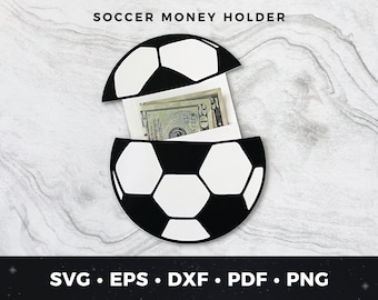 Portamonedas de fútbol Svg, regalo de entrenador de fútbol DIY, tarjeta de fanático del fútbol, regalo para amantes de los deportes, archivo de corte de fútbol DIY, archivo Cricut svg de fútbol
