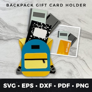 Porta-cartão-presente de mochila, cartão de volta às aulas, mochila svg, escola svg, arquivo de corte de volta às aulas, projeto Cricut, presente de volta às aulas svg