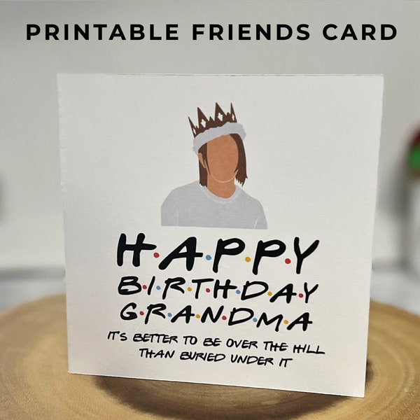 Tarjeta de cumpleaños de TV de amigos imprimibles, tarjeta de amigos divertidos, tarjeta de abuela de feliz cumpleaños, tarjeta de cumpleaños de amigos imprimibles, marco de amigos, Rachel
