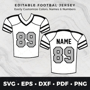 Custom Football Jersey svg png pdf dxf eps, Football Clipart, Football Cut File, DIY Football Print, Personalized Name & Number Jersey