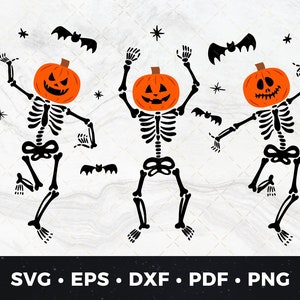 Dancing Pumpkin Head svg, Skeleton svg, Pumpkin head svg, dancing skeletons svg, skeleton svg, halloween svg, spooky svg, pumpkin svg