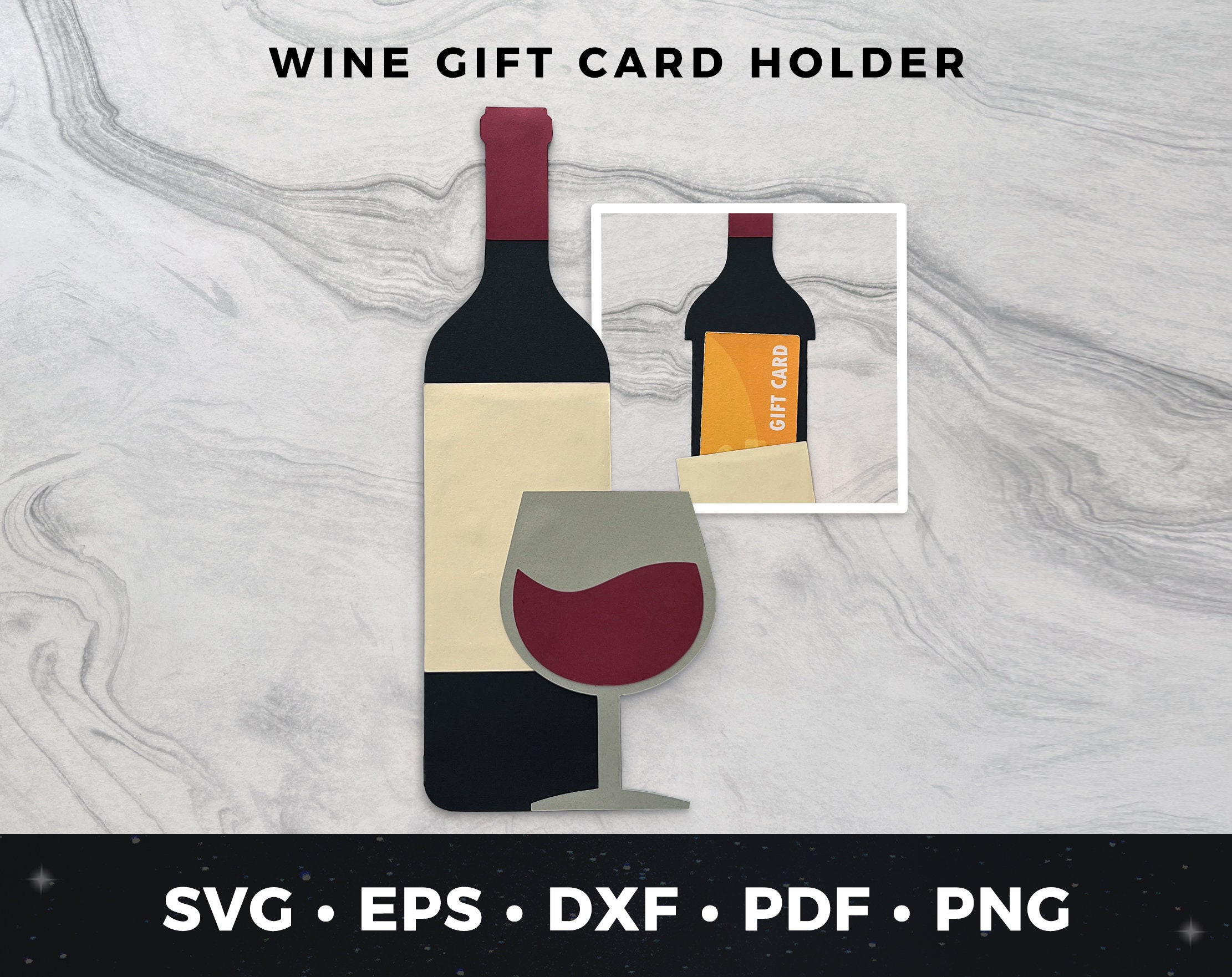 Editable Wine Charm Cards, Wine Ring Holder, Charming Display Card SVG,  Template for Package Wine Charms, Svg Dxf Png Ai Files, 