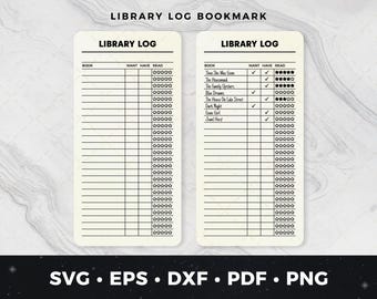 Library Log Bookmark SVG, DIY Book Tracker Bookmark, Printable or Laser Cut File, Library and Reading Gift, Book Lover pdf, Reading Log png