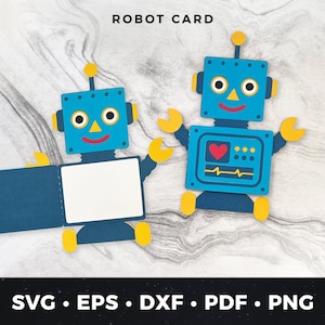 Cute Robot Card svg, Robot Birthday Card svg, Robot Greeting Card Cut File, Robot SVG Cut File, Robot Gift Card, DIY Robotics Card svg pdf
