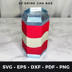 Getränkedose Geschenkbox SVG, Soda oder Bierdose Bevorzugungsbox, 3D Papierdose Vorlage, Vatertagsgeschenkbox, Partygeschenk SVG, Cricut Box-Datei
