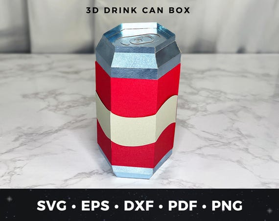 Drink Can Gift Box SVG, Soda or Beer Can Favor Box, 3D Paper Can Template, Father's Day Gift Box, Party Favor SVG, Cricut Box File