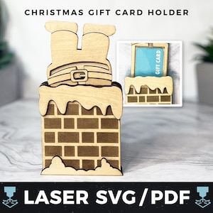 Titulaire de la carte-cadeau de Noël au laser SVG, titulaire de la carte-cadeau PDF du père Noël, bricolage carte-cadeau de Noël, porte-monnaie de Noël, carte-cadeau du père Noël en bois laser