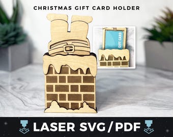 Christmas Gift Card Holder Laser SVG, Santa Giftcard Holder PDF, DIY Christmas Gift Card, Xmas Money Holder, Laser Wood Santa Gift Card