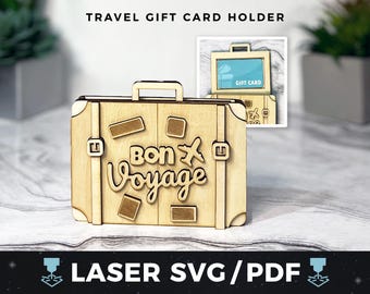 Travel Gift Card Holder Laser SVG, Suitcase Giftcard PDF, Travel Money, Suitcase Gift, Travel Certificate, Laser Wood Travel Keepsake Gift