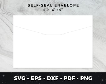 May include: A white self-seal envelope with a flap. The envelope is 6 inches by 9 inches. The text "SELF-SEAL ENVELOPE" and "E19 - 6" x 9" is printed on the top of the envelope.