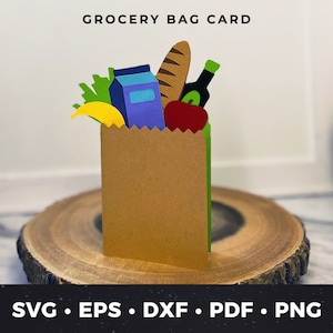 Grocery Card svg, Groceries Greeting Card svg, Grocery Bag Card svg, Grocery Bag Cut File, Groceries svg, Food Greeting Card Unique Card svg