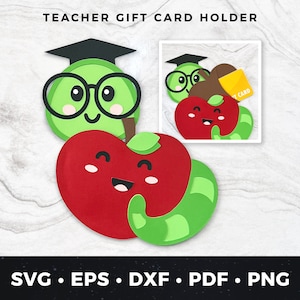 Porta-cartão-presente para professor svg, Presente para professor faça você mesmo svg, Presente de agradecimento ao professor, Porta-cartão-presente da Apple pdf eps, Formatura, Volta às aulas