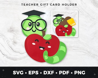 Portatarjetas de regalo para profesores svg, regalo para profesores DIY svg, regalo de agradecimiento para profesores, portatarjetas de regalo de Apple pdf eps, graduación, regreso a clases