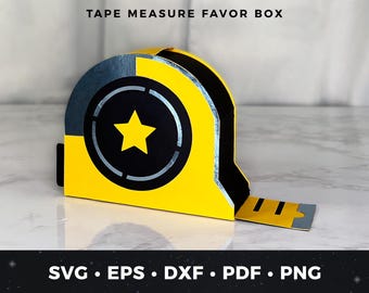 Tape Measure Gift Box SVG, 3D Tool Box Favor Template, Father's Day Box SVG, Handyman Box, DIY Paper Tool Gift Box, Measures Up