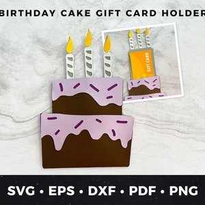 Porta-cartão de presente de bolo de aniversário svg, Porta-cartão de presente de aniversário svg, Cartão de aniversário faça você mesmo, Porta-cartão de presente de aniversário, Cartão de presente de bolo svg, Artesanato em papel