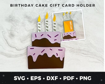 Birthday Cake Gift Card Holder svg, Birthday Giftcard Holder svg, DIY Birthday Card, Bday Gift Card Holder, Cake Gift Card svg, Paper Craft