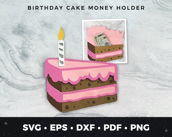 Birthday Cake Money Holder svg, Birthday Money Holder svg, DIY Birthday Card, Bday Money Holder, Cake money holder svg, Cake svg