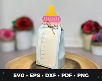 Recuerdo de biberón SVG, caja de bricolaje para baby shower, recuerdo de baby shower, recuerdo de biberón, decoración de baby shower, descarga digital, manualidades con papel Cricut