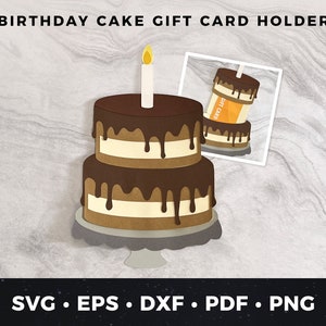 Porta-cartão de presente de bolo de aniversário svg, Porta-cartão de presente de aniversário svg, Cartão de aniversário faça você mesmo, Porta-cartão de presente de aniversário, Cartão de presente de bolo svg, Aniversário svg