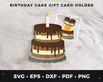 Birthday Cake Gift Card Holder svg, Birthday Giftcard Holder svg, DIY Birthday Card, Bday Gift Card Holder, Cake Gift Card svg, Birthday svg