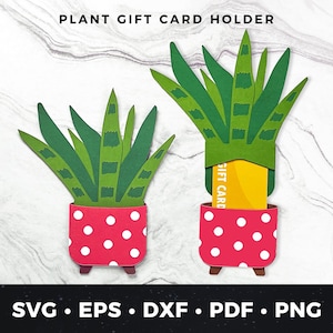 Portatarjetas de regalo con suculentas SVG, archivo de corte para portamonedas con maceta, tarjeta de felicitación con temática de plantas, linda tarjeta de regalo con maceta, tarjeta con plantas, regalo de jardín