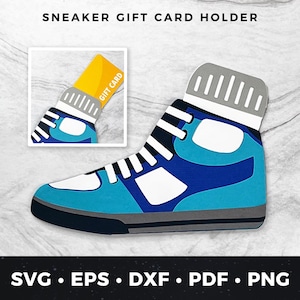 Portatarjetas de regalo de zapatillas SVG, portamonedas para zapatos, tarjeta de regalo de calzado, regalo para amantes de las zapatillas, tarjeta de felicitación, regalo para amantes de los zapatos, tarjeta de zapatillas personalizada